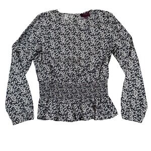 J.Crew Liberty Fabric Floral Blouse Top Long Sleeve Smocked Size XS